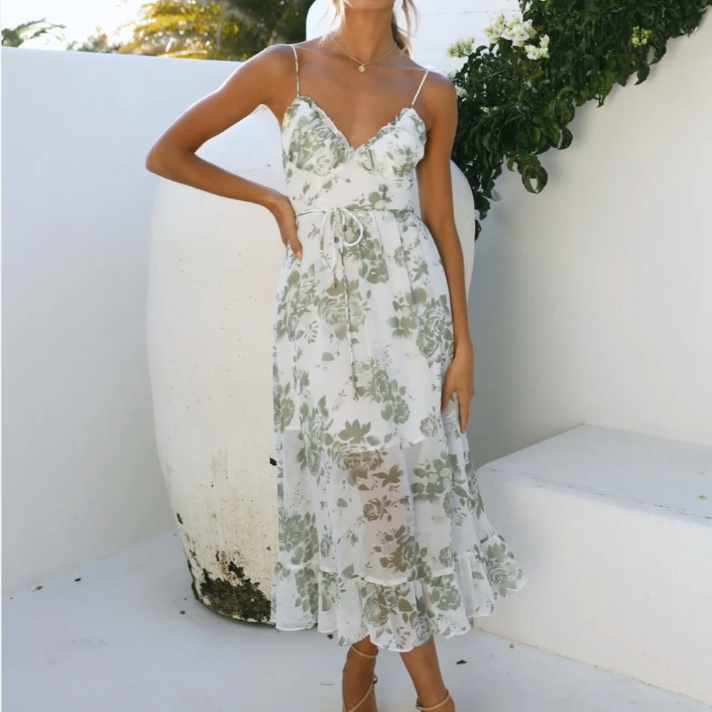 Hello Molly, Lets Have Fun Midi Dress Green, Size L
